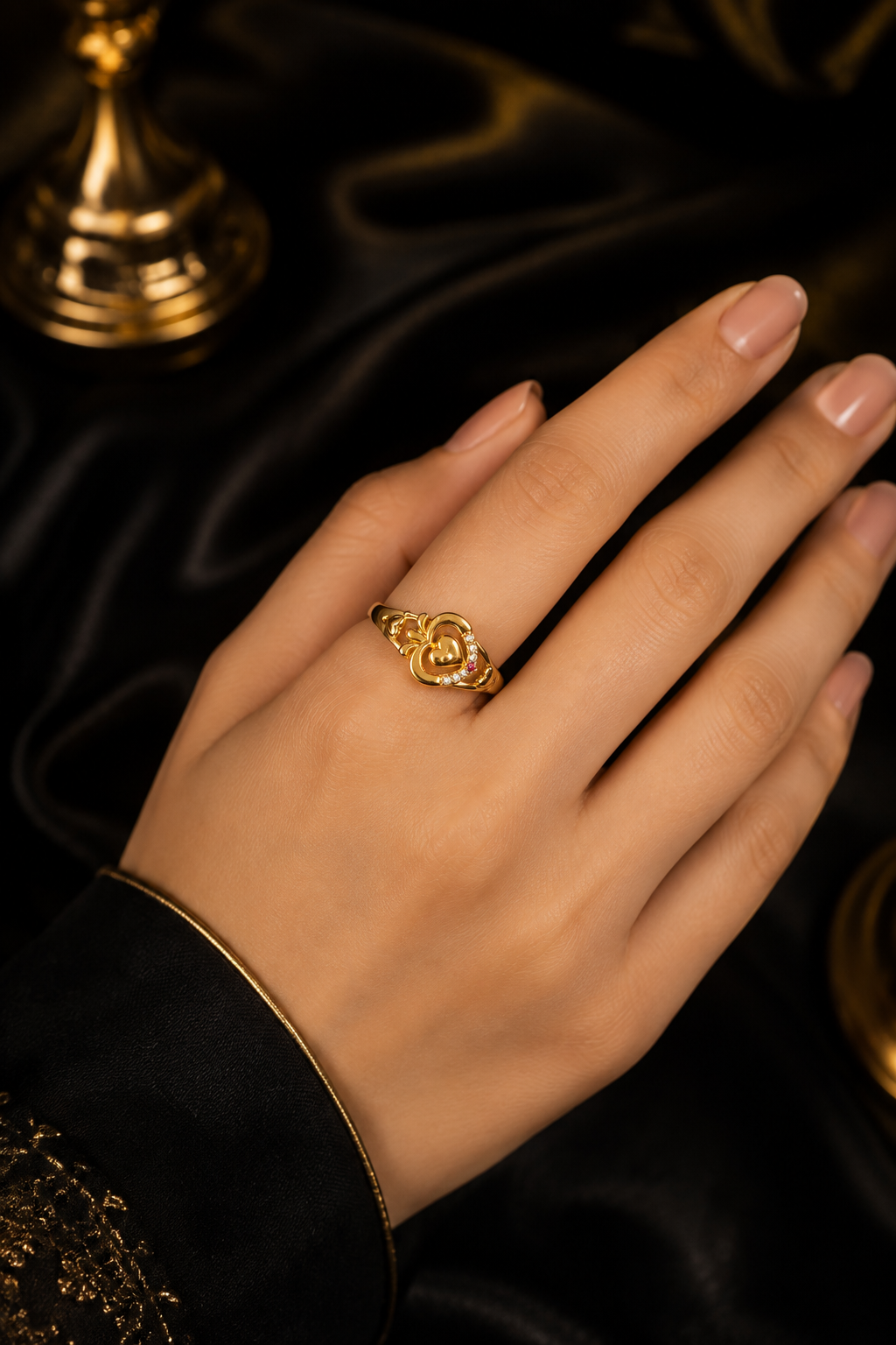 Elegant Heart Stone Ring for Women – Artificial Jewelry