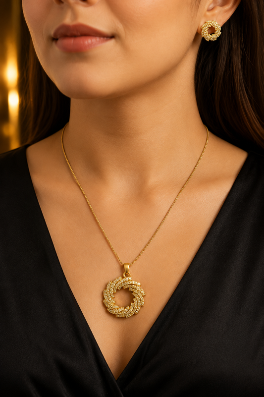 Elegant Spiral Necklace Set with Matching Earrings