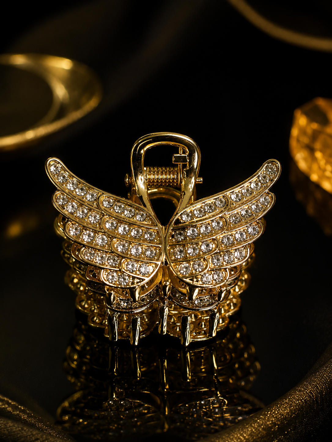Gold Butterfly Hair Claw Clip – Crystal Rhinestone Hair Clip