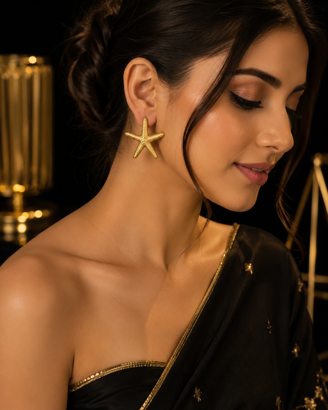 Gold Stainless steel Starfish Earrings