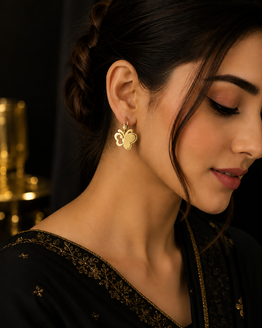 Gold Butterfly Drop Earrings for Women – Elegant Statement Jewelry