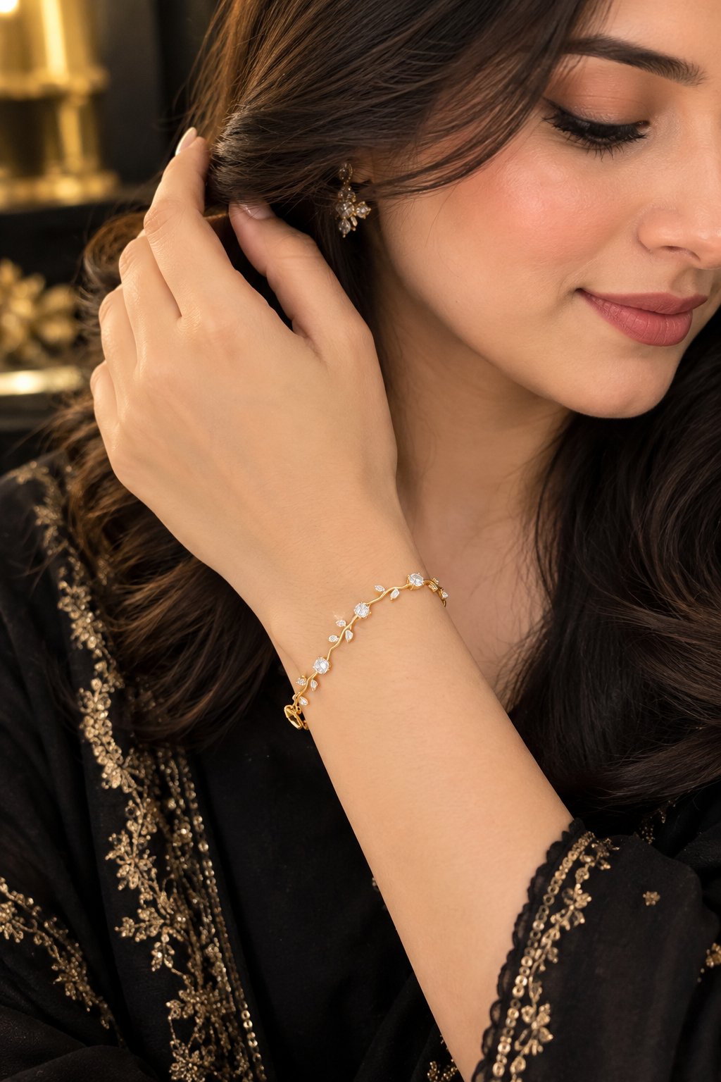 Golden Tulip Crystal Stone Bracelet