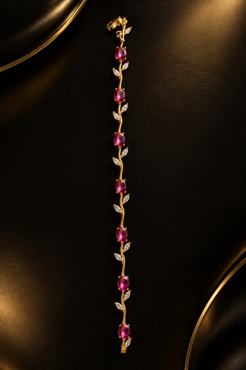 Golden & pink Stone Royal Tulip Gemstone Bracelet