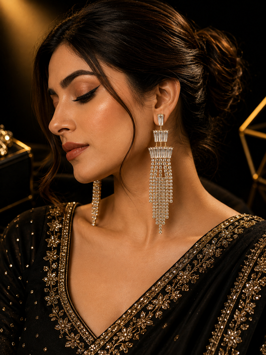 Luxury Gold Crystal Chandelier Earrings – Elegant Statement Drop Earrings for Women