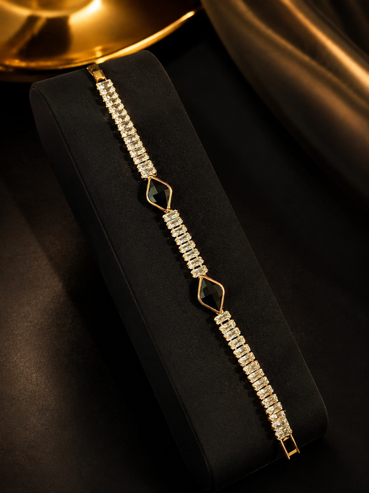 Black Stone Crystal Bracelet – Elegant Women’s Jew