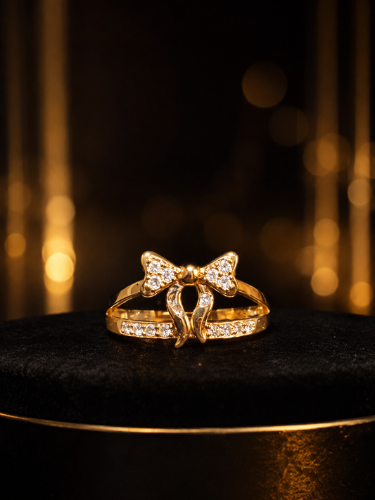 Bow Design Crystal Stone Statement Ring for Women