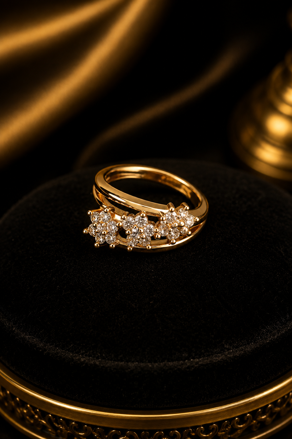 Cluster Stone Artificial Gold Ring for Women