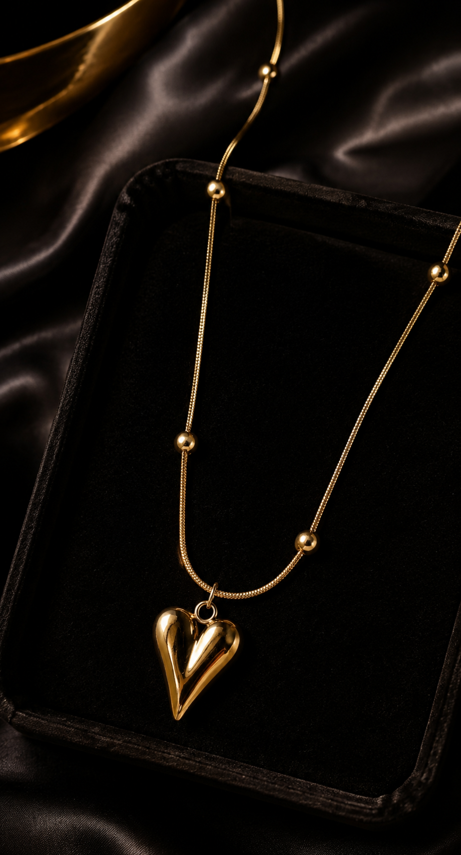 Elegant Stainless Steel Gold Heart Pendant Necklace