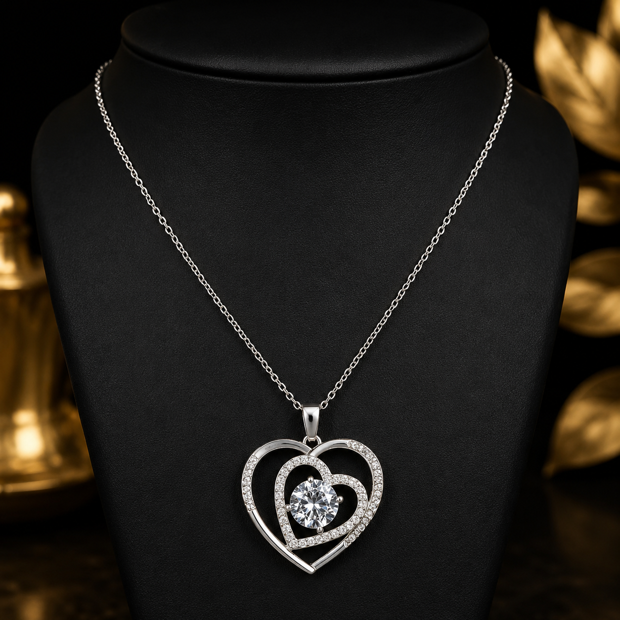 Elegant Crystal Heart Pendant Necklace