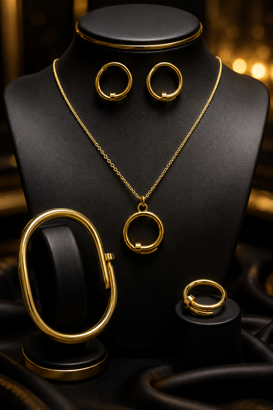 Elegant Gold-Plated Stainless Steel Jewelry Set