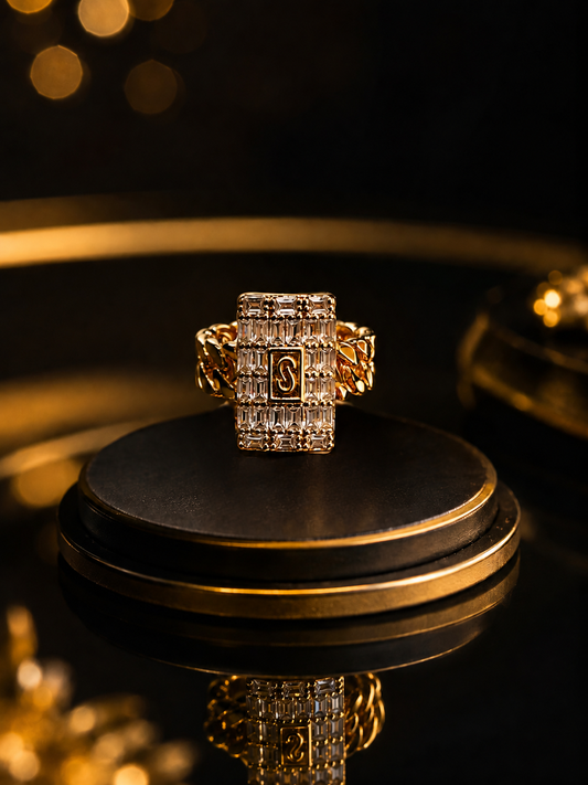 Elegant Gold-Tone Stone Ring for Women