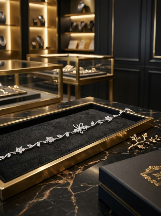Elegant Leaf & Flower Crystal Bracelet