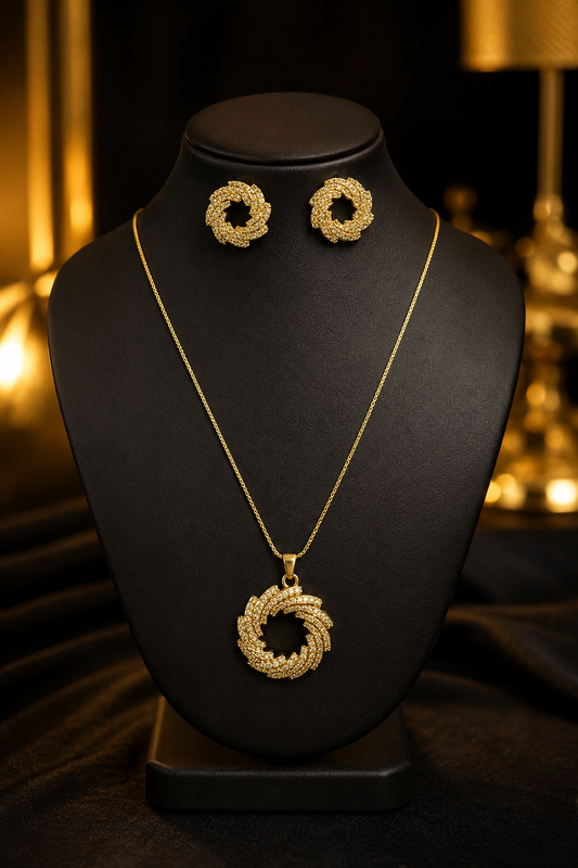 Elegant Spiral Necklace Set with Matching Earrings