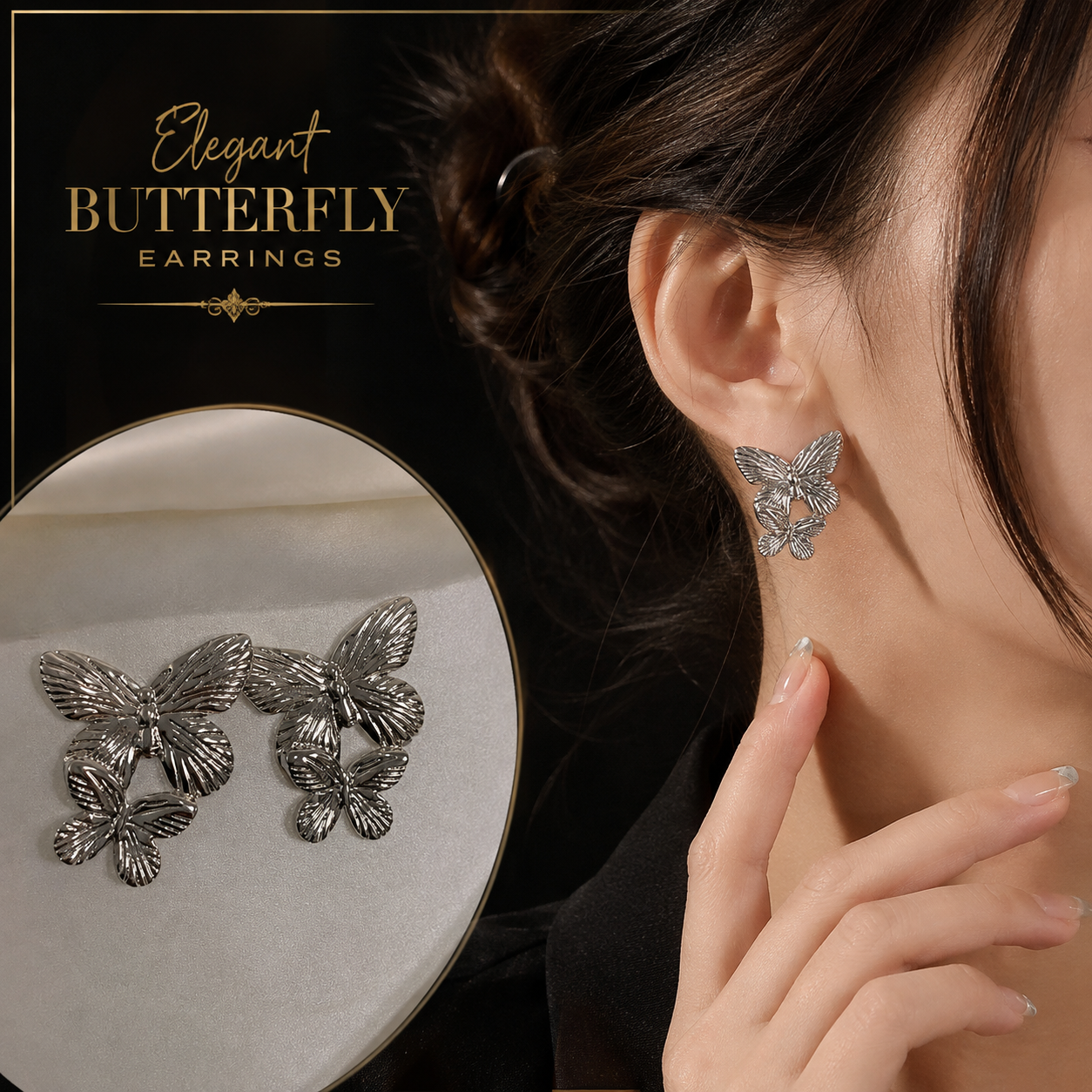 Elegant butterfly stainless steel earrings