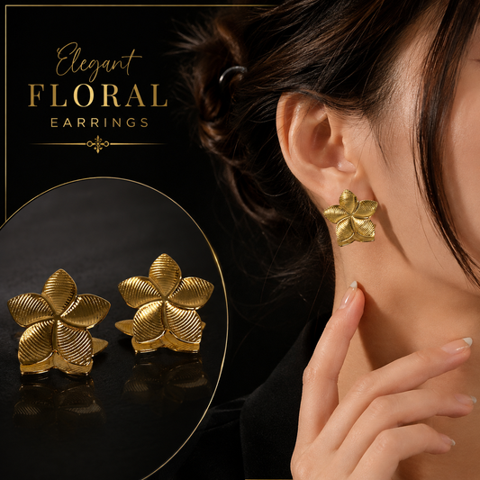 Elegant floral stainless steel earrings