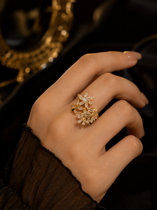 Floral Crystal Ring for Women