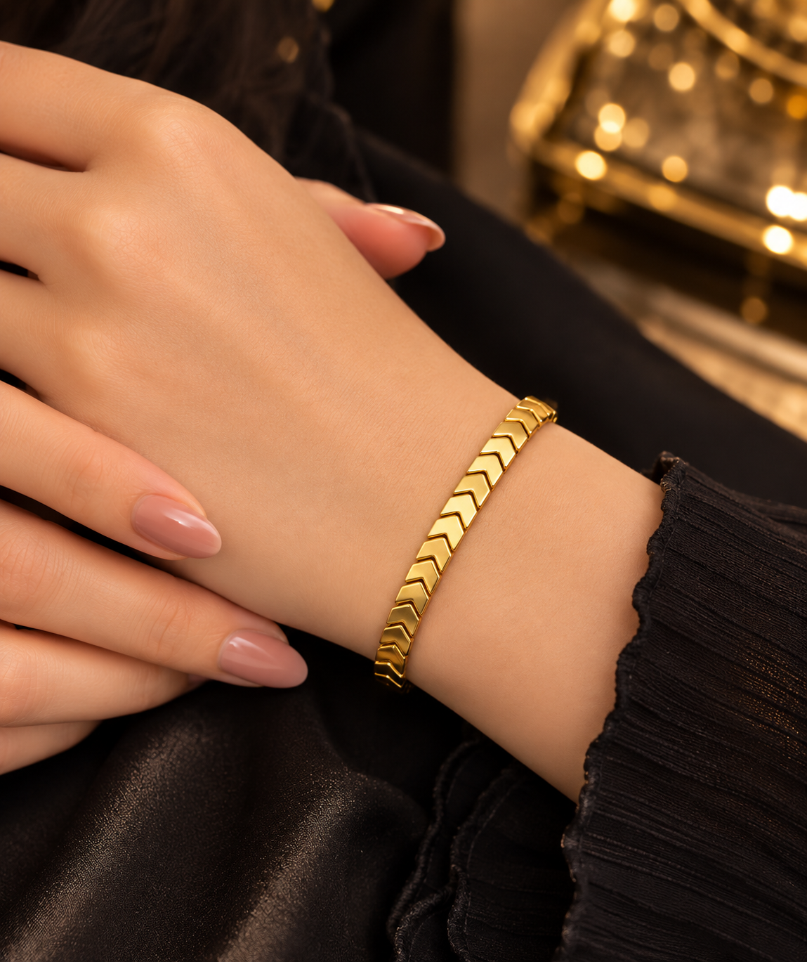 Gold Chevron Link Bracelet | Elegant Bracelet
