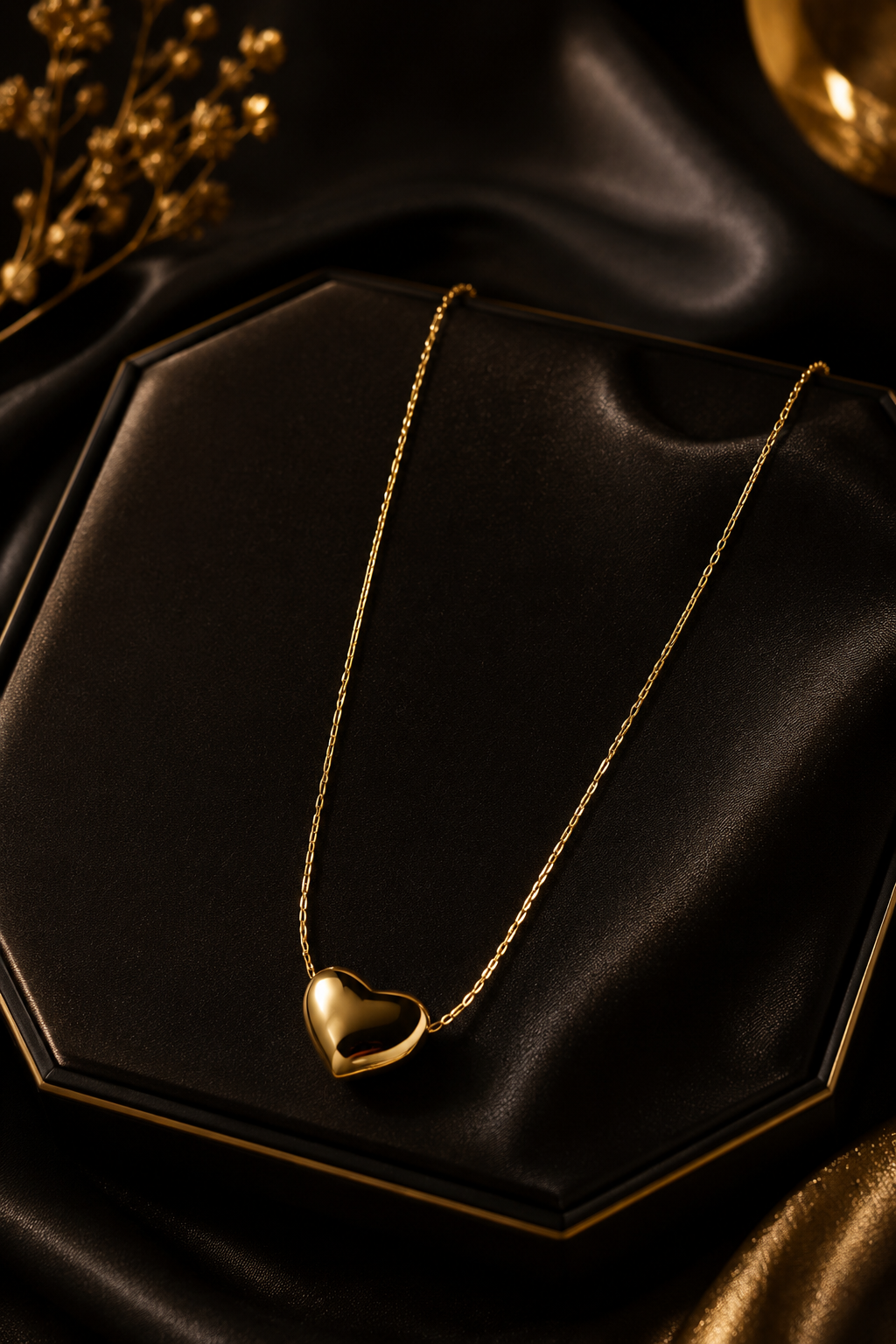 Stainless Steel Gold Heart Pendant Necklace