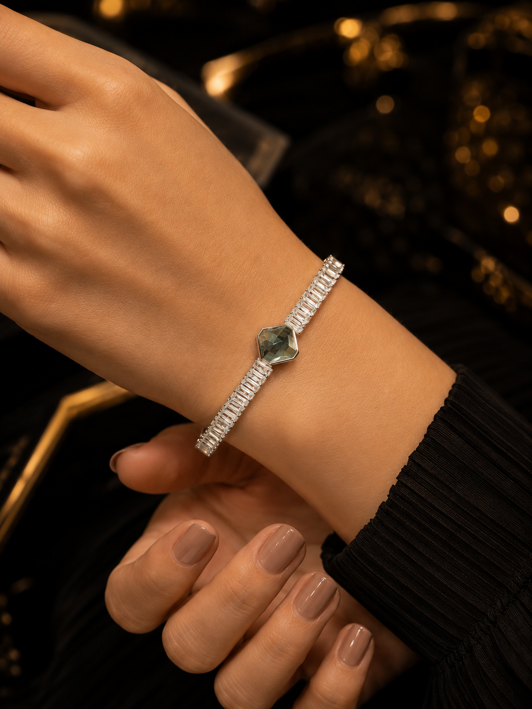 Hexagon Crystal Tennis Bracelet