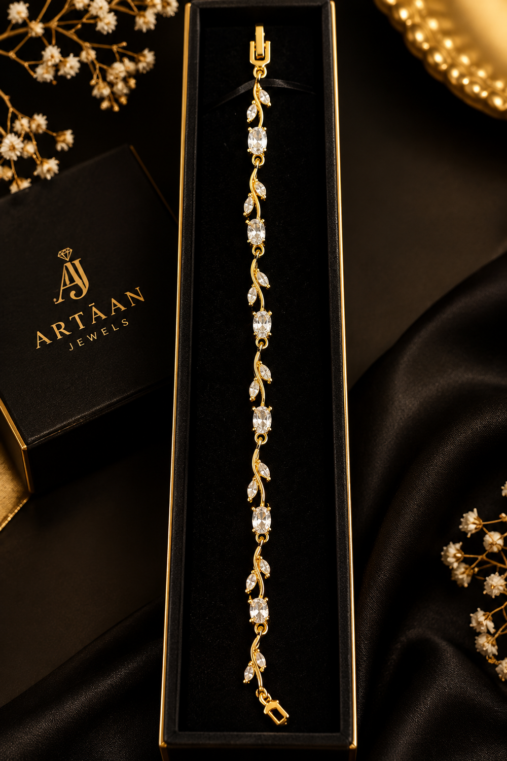 Golden Tulip Crystal Stone Bracelet