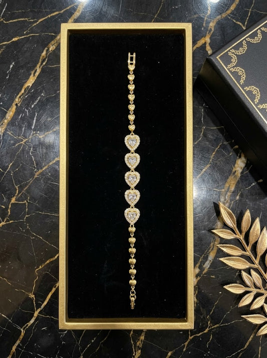 Luxe Silver Heart & Gold Link Bracelet