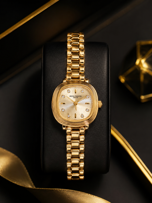 Luxury Gold-Tone Ladies Watch with Diamond-Style Dial & Premium Bracelet
