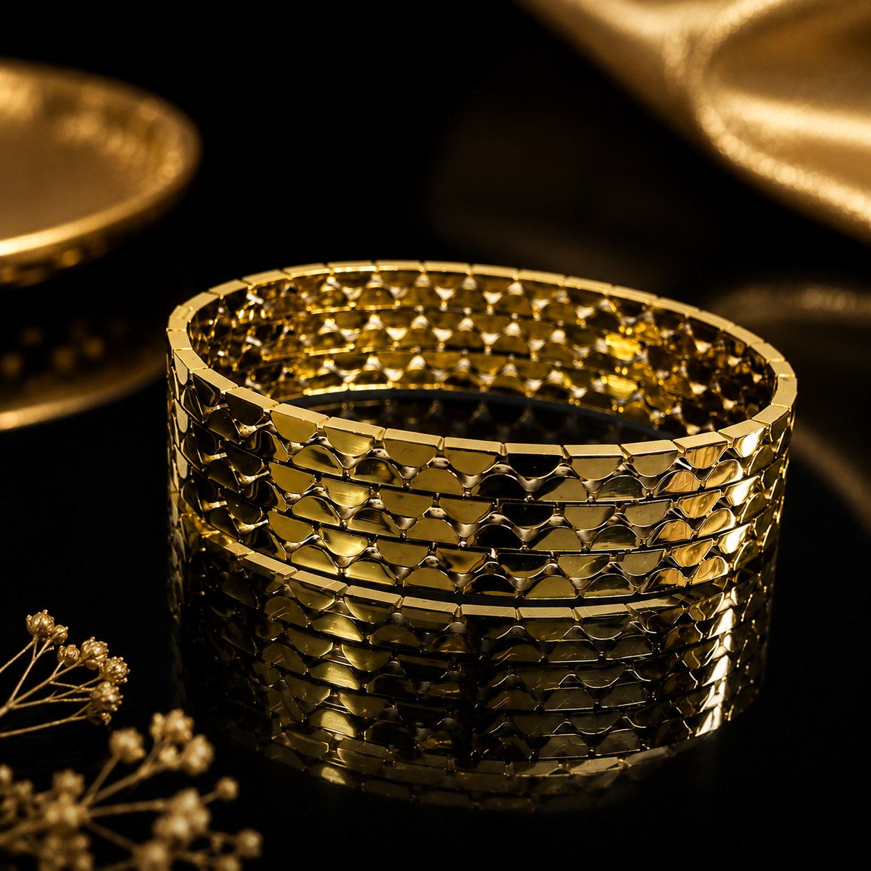 Luxury Gold Stainless Steel Chain Bangle for Women