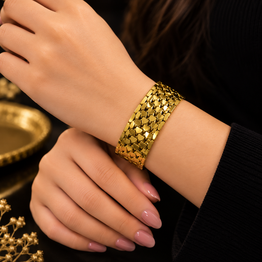 Luxury Gold Stainless Steel Chain Bangle for Women
