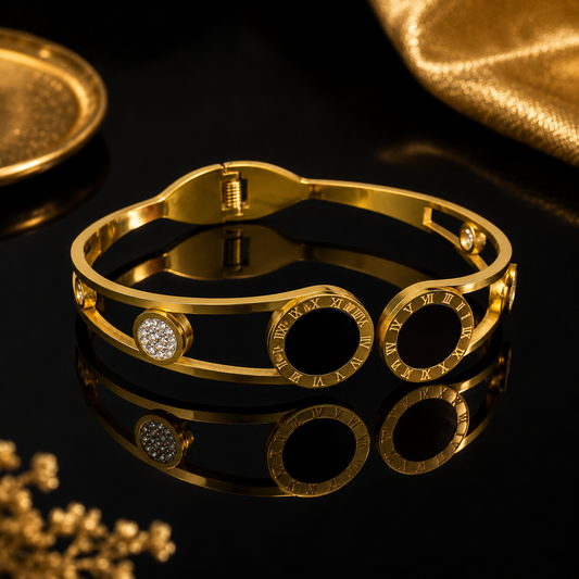 Luxury Gold Roman Numeral Bangle