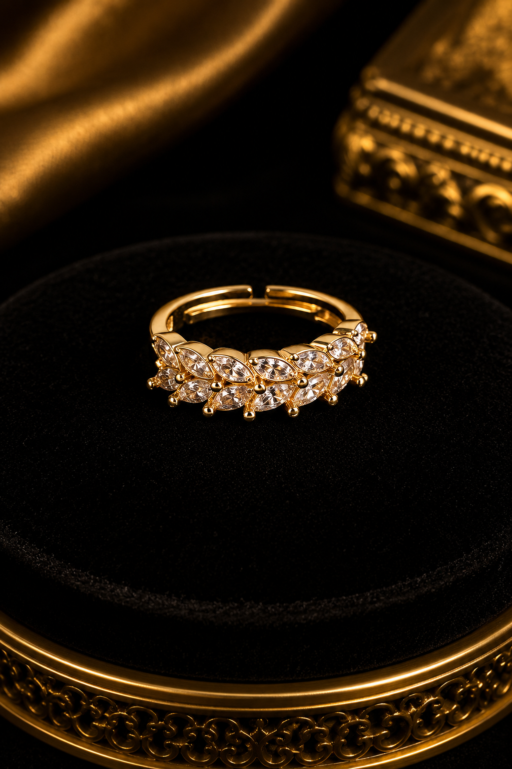 Marquise Crystal Artificial Gold Ring for Women