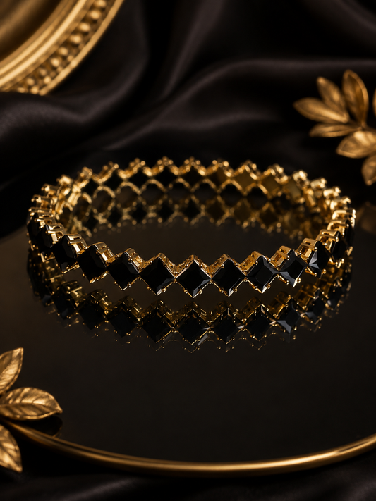 Premium Black Stone Gold Bracelet Bangle