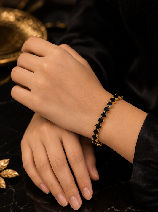 Premium Black Stone Gold Bracelet Bangle