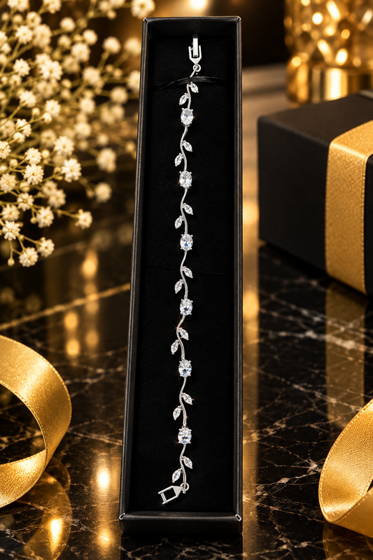 Silver Tulip Crystal Bracelet