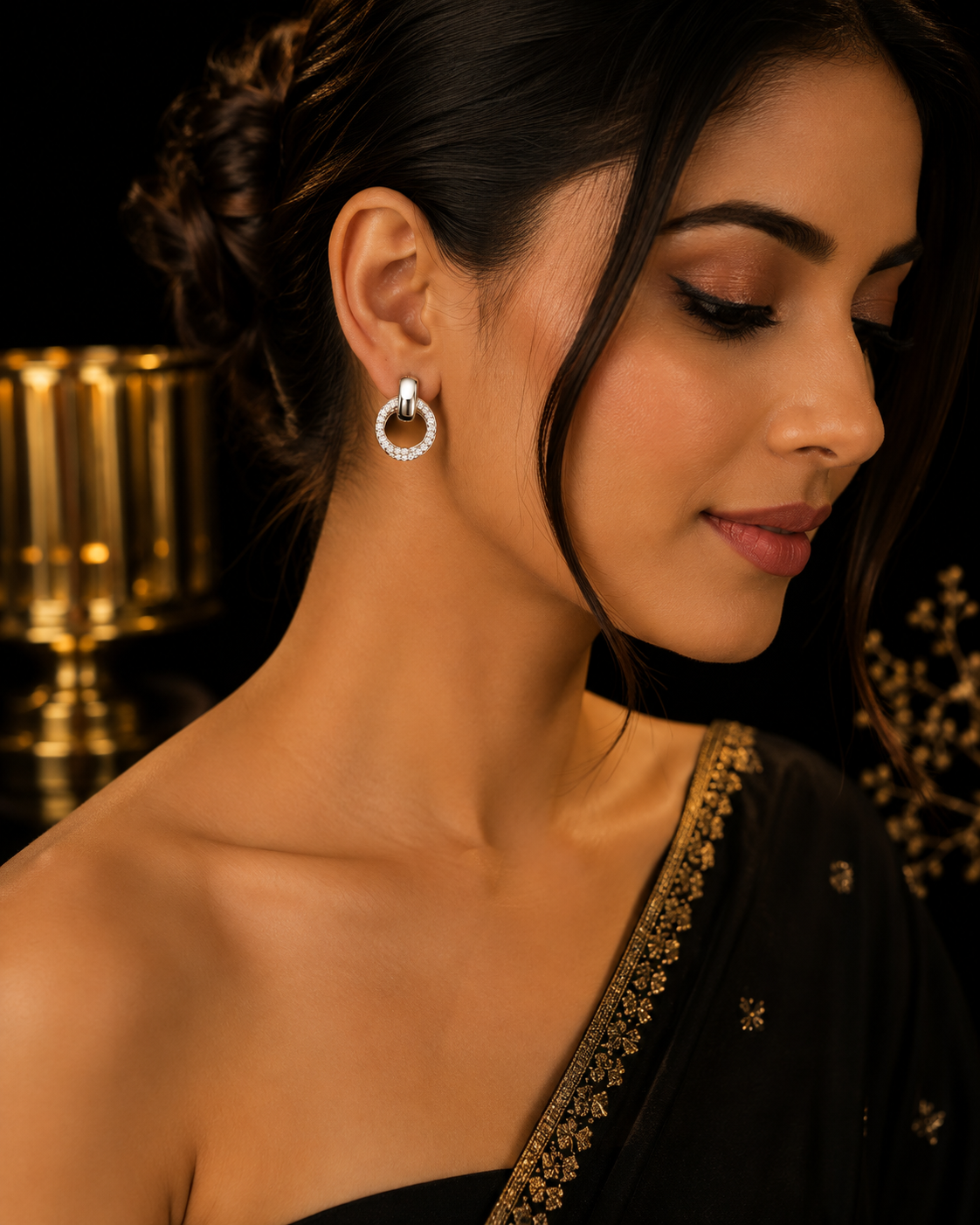 Silver Crystal Hoop Earrings for Women – Elegant Rhinestone Statement Jewelry
