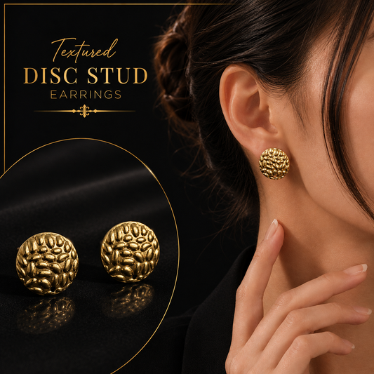 Textured disc stud stainless steel earrings