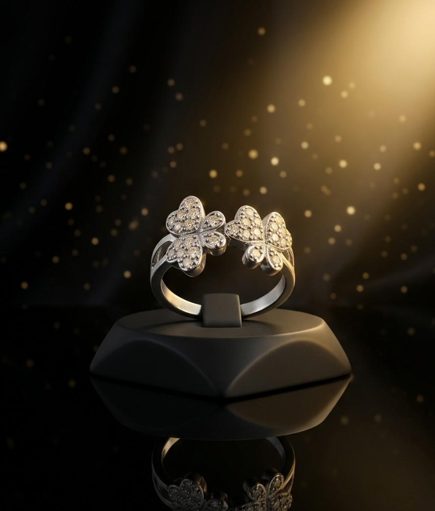 The Twin Butterfly Pavé Ring