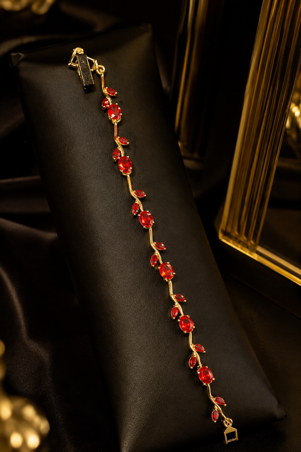 Tulip Bracelet Elegant Red Stone Jewelry