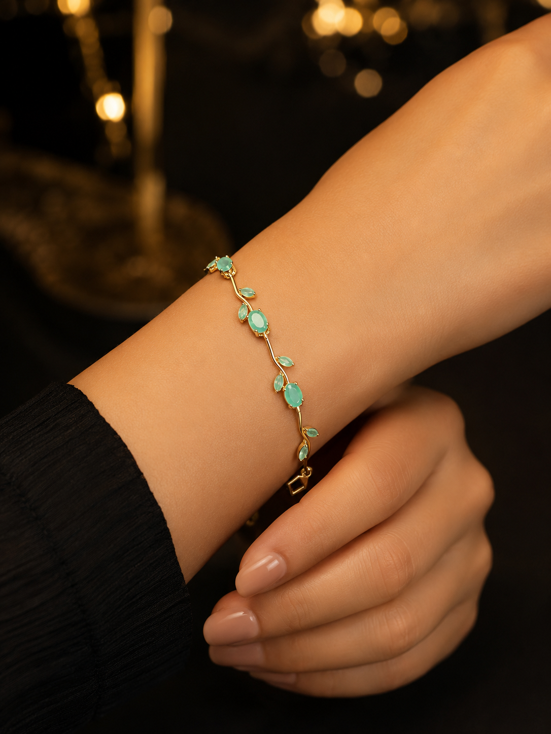 Tulip Green Stone Bracelet for Women