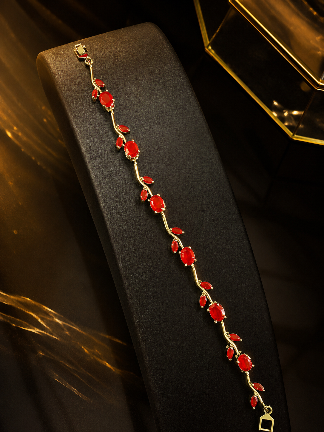 Tulip Red Stone Elegant Designer Bracelet