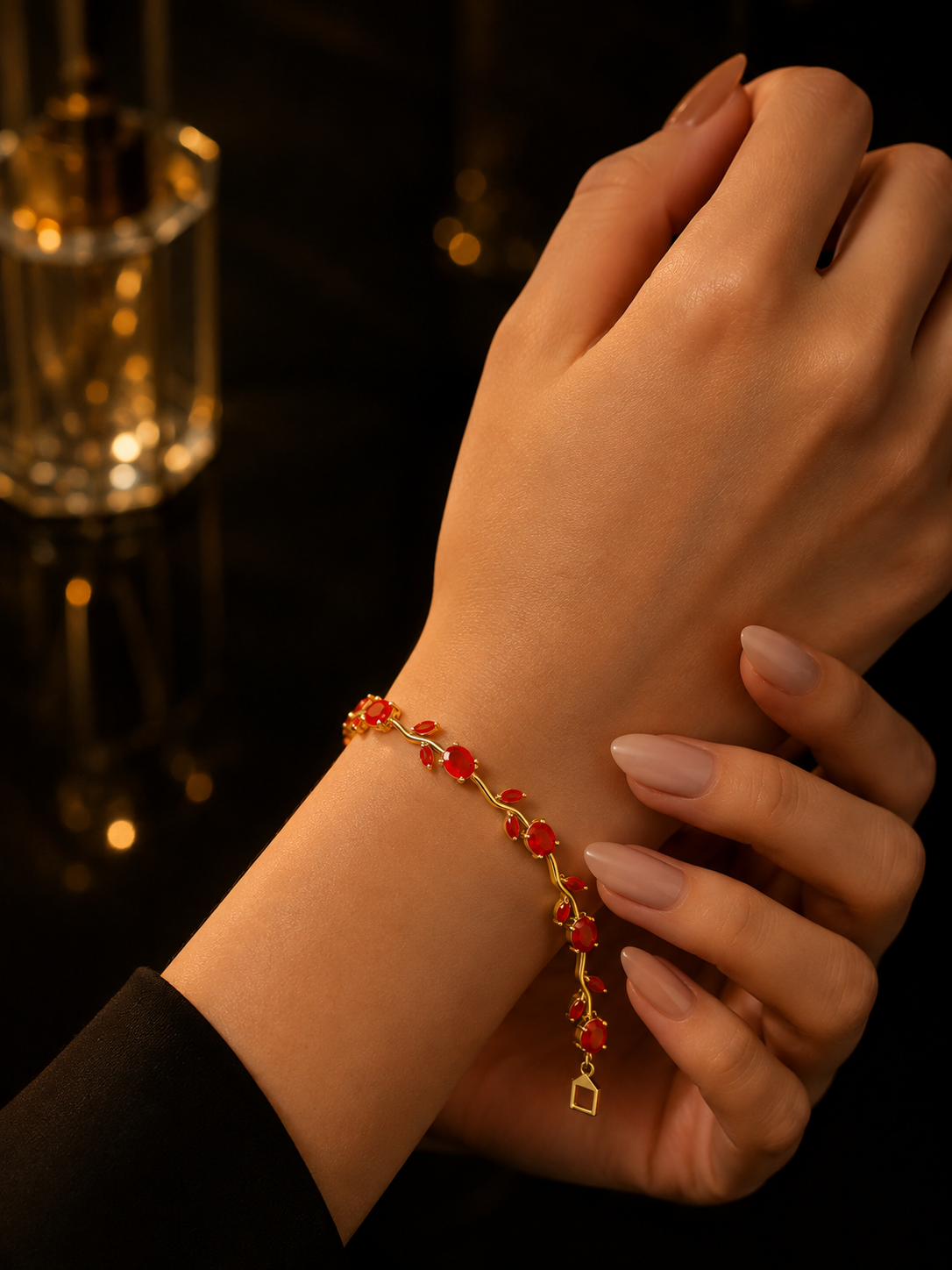 Tulip Red Stone Elegant Designer Bracelet