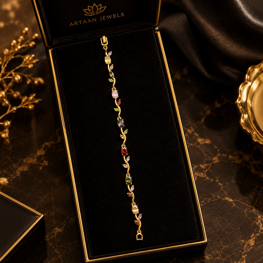 Golden Multi Stone Tulip Bracelet